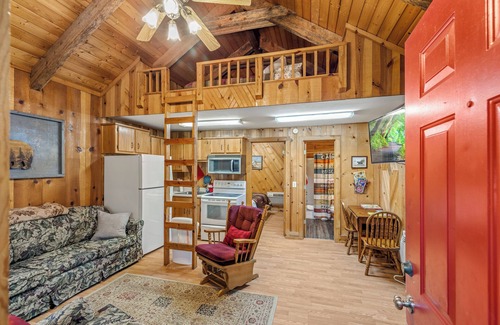 Sautee Nacoochee Cottage | 1 bedroom cozy cabin 5 miles to Helen! Fireplace, Hot tub, kitchen, Fire Pit!