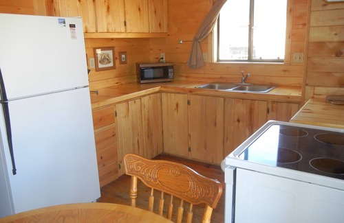 Greer Cabin | 2 BR-1BA Log Cabin on Main Street. Stocked trout pond, porch, dogs ok.