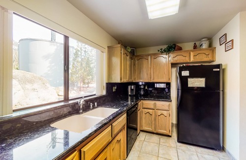 Lakeshore Condo | 2BR Huntington Lake condo with mountain views, WiFi, 2 decks, private W/D