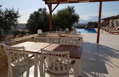 Kouses Apartment | 40m2 ground floor apartment with private terrace, breathtaking sea and mountain views, swimming pool