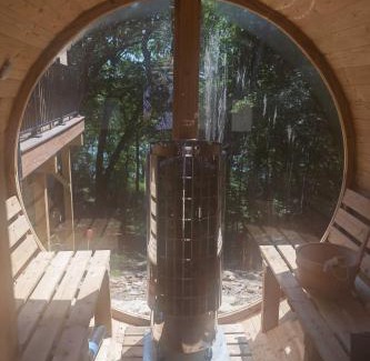 Beloit House | Aframe River Retreat, Sauna, Hot Tub, Workspace, New Build!