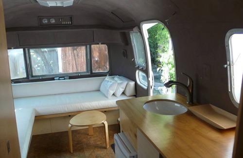 Mar Vista House | AIRSTREAM backyard private glamping Mar Vista GATED yard outdoor HOT shower