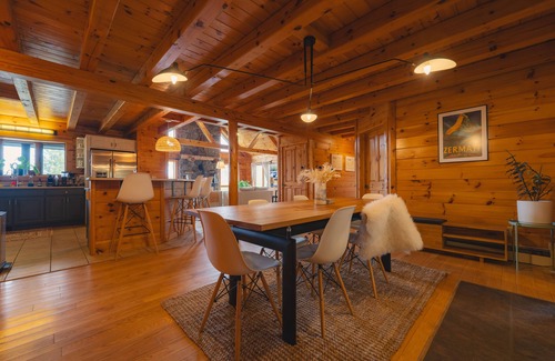Livingston Manor House | Amber Acres Lodge; Spacious Log Cabin with Mountain Views and Lake Access