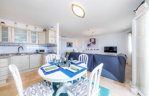Colonia de Sant Pere Apartment | Apartment Brisa Marina with Sea View, Mountain View, Wi-Fi, A/C, Balcony & Garden