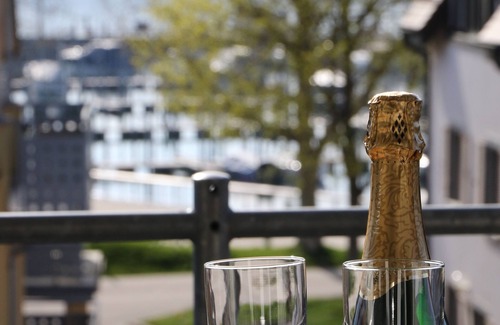 Unteruhldingen Apartment | Apartment maisonette with a view of the harbor - balcony