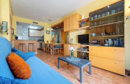 Sant Carles de la Rapita Apartment | Apartment 'Edificio Simancas' Balcony and Air Conditioning