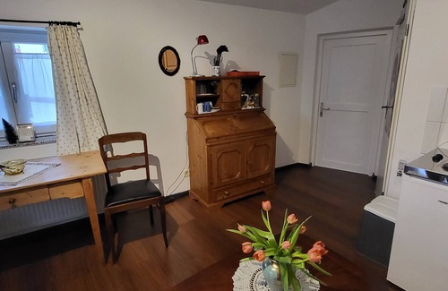 Bad Aibling Apartment | Apartment Sonja mit Dusche und Blick auf den Bach