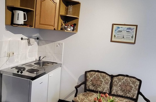 Bad Aibling Apartment | Apartment Sonja mit Dusche und Blick auf den Bach