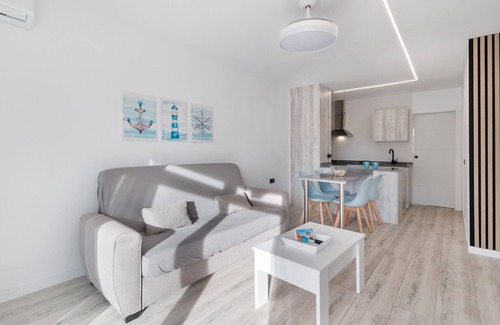 San Javier Apartment | Apartment 'Vistas A Los 2 Mares' with Sea View, Shared Pool and Air Conditioning