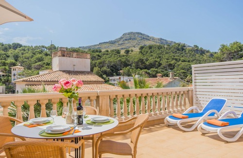 Cala San Vicente Apartment | APT. DIADORA Grande, A/C, balcony, beach 250 m, communal pool 280 m, WIFI