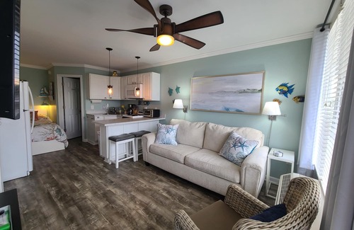 Atlantic Beach Condo | BEACH TIME! Ocean side! Private area, no crowds - Steps from sand. Downstairs.