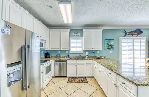 Orange Beach East Condo | Beachfront 3-bedroom condo steps from the Gulf. Corner unit, recently updated.