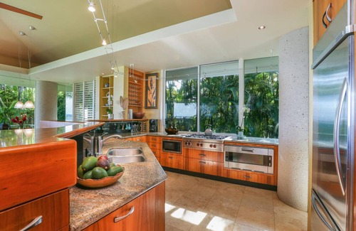 Kilauea House | Beachfront in Anini! Relaxed Outdoor Living.Large Lanai, Manicured landscape