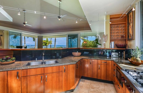 Kilauea House | Beachfront in Anini! Relaxed Outdoor Living.Large Lanai, Manicured landscape