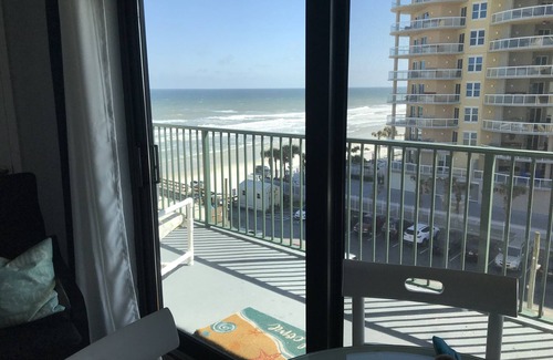 Daytona Beach Shores Condo | beachside condo with ocean and river views, new pool & onsite beach access