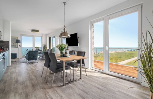 Olpenitz Apartment | "BeachViewFour": Holiday apartment right on the beach with sauna, balcony & Baltic Sea view