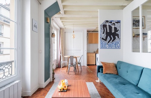 11th Arrondissement Apartment | Beams and Blues, by Veeve