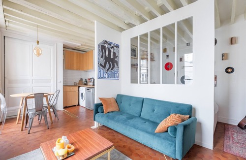 11th Arrondissement Apartment | Beams and Blues, by Veeve