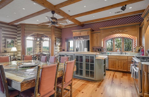 Morganton House | Beautiful Blue Ridge cabin with tri-state views, hot tub, & multiple decks