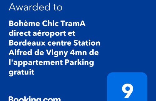 Merignac Bed & Breakfast | "Bohème Chic" TramA direct aéroport-gare StJean-Bordeaux centre Station Alfred de Vigny 5mn de l appartement Parking gratuit