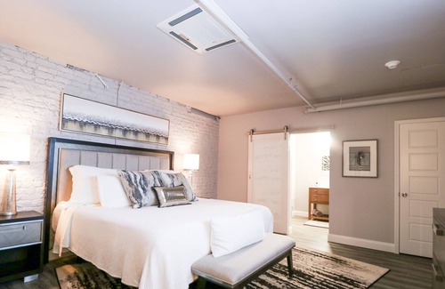 Seneca Apartment | Boutique hotel in historic downtown Seneca. Room #4, King bed.