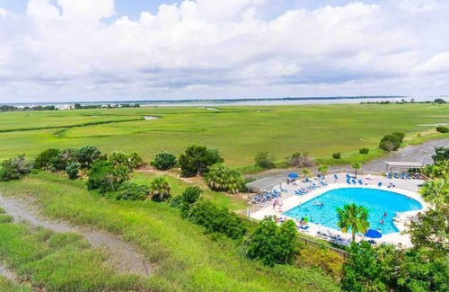 Oceanmarsh Subdivision House | Bright & airy beach cottage, marsh & ocean views! Pool access