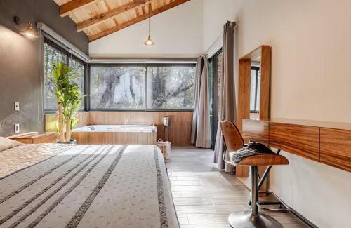 Mazamitla Ski Chalet | Cabaña de lujo 2 habitaciones con Jacuzzi Dentro del Bosque a 10 min del Pueblo