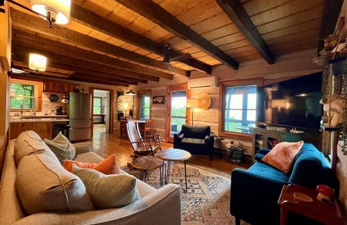 West Jefferson Cabin | Cabin with views, Med.dog friendly,screened porch,fire table,WIFI,foosball