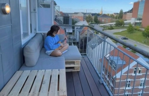 Indre by Condo | Central rooftop apartment by ARoS with big balcony and skyline view
