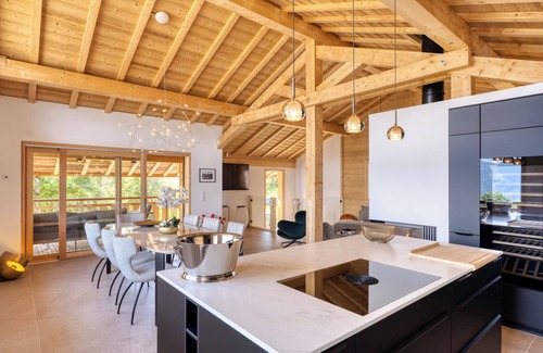 Combloux Ski Chalet | Chalet de Luxe Combloux Malouhe - Vue Panoramique Eglise, Mont Blanc