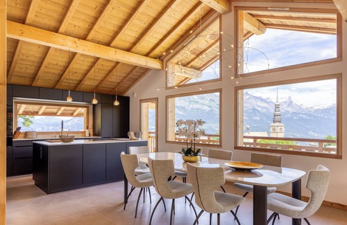 Combloux Ski Chalet | Chalet de Luxe Combloux Malouhe - Vue Panoramique Eglise, Mont Blanc