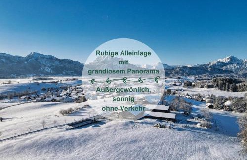 Rieden am Forggensee Apartment | Chalet - Ferienwohnungen - Biohof Stöger - Panoramasüdbalkon - grandiose Aussicht auf See, Berge und Schloss Neuschwanstein