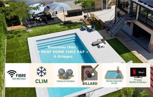 Grieges House | Chambre dans logement partagé chez l habitant avec piscine de 1 à 3 chambres