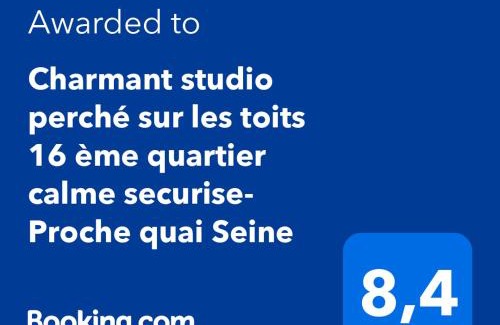 Auteuil Apartment | Charmant studio perché sur les toits, avec ascenseur, 16 ème quartier calme securise- Proche quai Seine