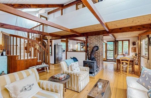 West Tisbury House | Charming 2-story house near the beach with inviting deck, large yard & canoe