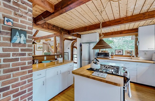 West Tisbury House | Charming 2-story house near the beach with inviting deck, large yard & canoe