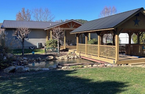 Mountain City House | Charming 3-bedroom house in Mountain City beautiful big coy pond in backyard