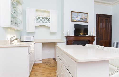 Fifth Ward Apartment | Charming apartment with 12 foot ceilings, fireplaces, and lots of sunshine.