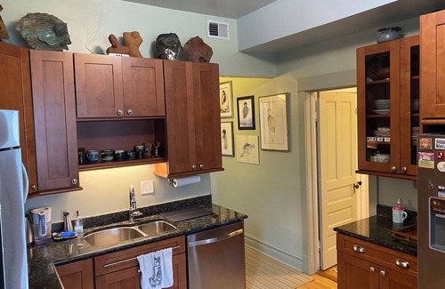Logan Square Apartment | Charming art filled Chicago 3 bedroom in popular Logan Square. Lovely yard.