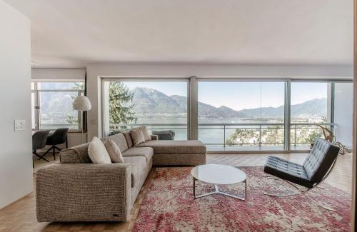 Minusio Apartment | Chiar di Luna by Quokka 360 - loft with view of Lake Maggiore
