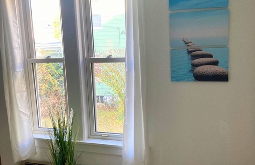 Easthampton Apartment | Chic Downtown Retreat Furnished 2-Bedroom with Trail Access & Outdoor Oasis