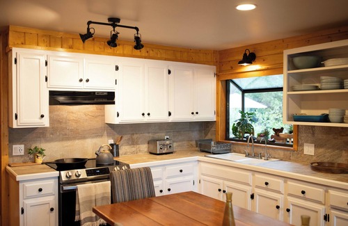 Bass Lake Cabin | chic old style cabin, forest suite & dome lake front. Private beach and own dock