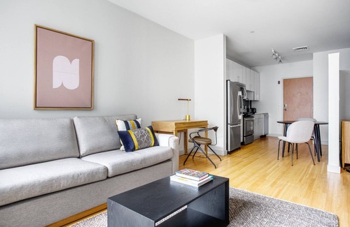 D Street - West Broadway Apartment | Chic South Boston studio w/Gym, W/D by Seaport & Lawn on D by Blueground
