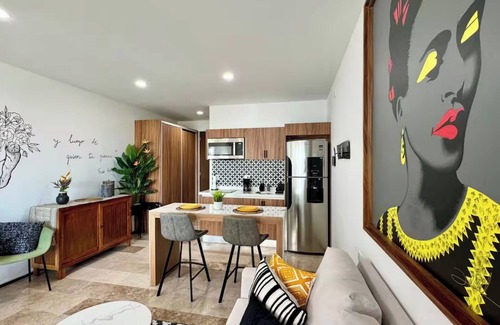Tohoku Apartment | Chic Upper-Floor Condo with Rooftop Ocean Views Steps from Mamitas Beach 5th Ave