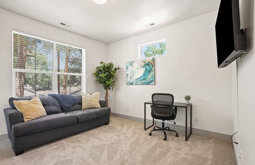 Southeast Boise House | Colorful Canvas: Relax in Grey, Yellow, and Blue