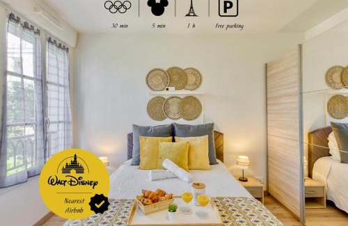 Serris Apartment | Cosy Yellow - Disney 15min walk - JO 30 min- Free Parking