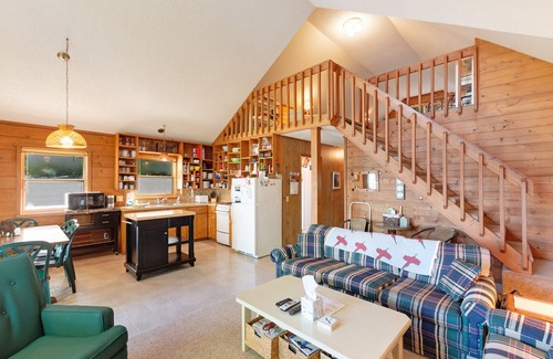 Boyne City House | Cottage with lake views, private dock & firepit - near public boat launch