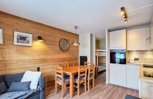 Flaine Apartment | Cozy Apartment near Ski Slopes with Balcony, TV, and Kitchenette