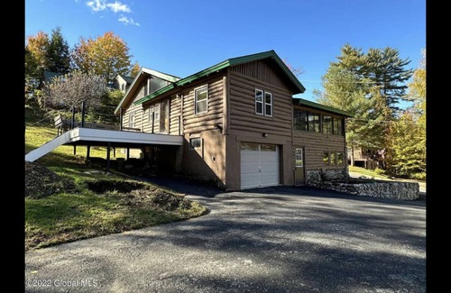 Lake George House | Cozy log home 1 block from private Lake George waterfront association