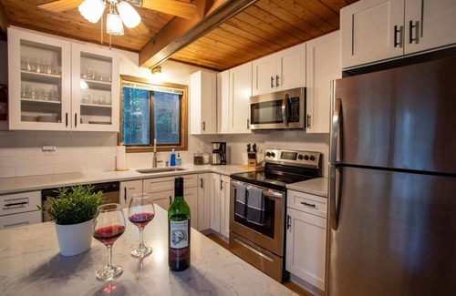 Locust Lake Village Ski Chalet | Cozy Pines Chalet in the Poconos with Hot Tub and Fire Pit